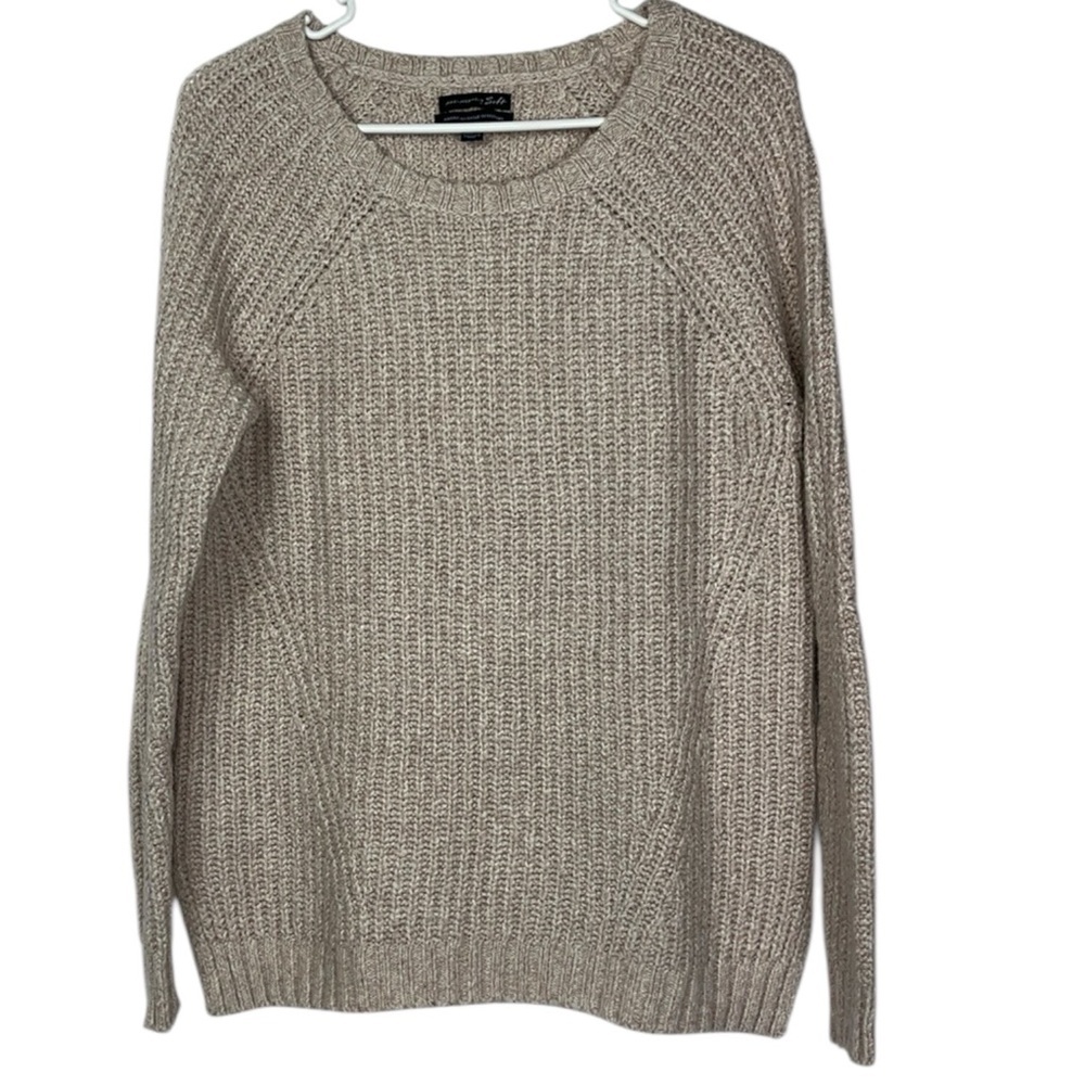 American Eagle Outfitters  AHH-mazingly soft popover crewneck sweater Sz M Taupe